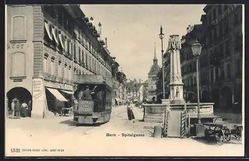 AK Bern, Strassenbahn in der Spitalgasse