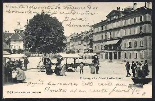 AK Fribourg, Le Convict Albertinum, Strassenbahn