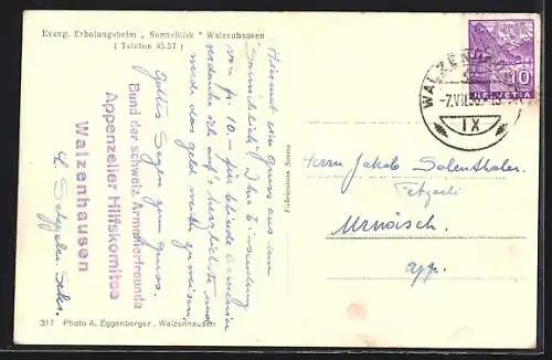 AK Walzenhausen, Evangelisches Erholungsheim Sonneblick