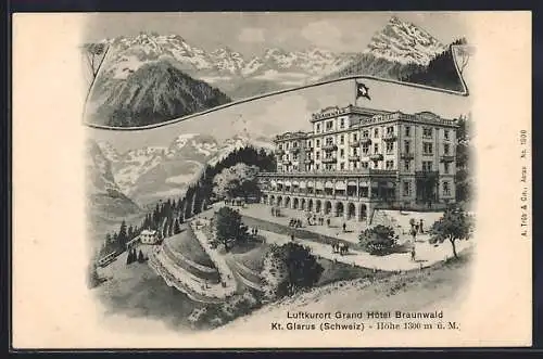 Künstler-AK Braunwald /Glarus, Grand Hôtel