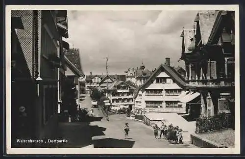 AK Walzenhausen, Dorfpartie mit Kindern auf der Strasse