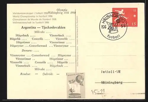 AK Hälsingborg, Fussball-Weltmeisterschaft 1958, Argentinien-Tschechoslovakai