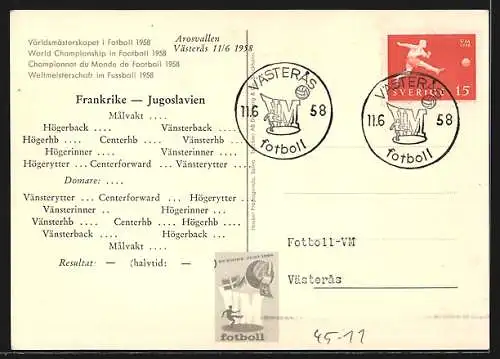AK Västeras, Fussball-Weltmeisterschaft 1958, Frankreich-Jugoslawien