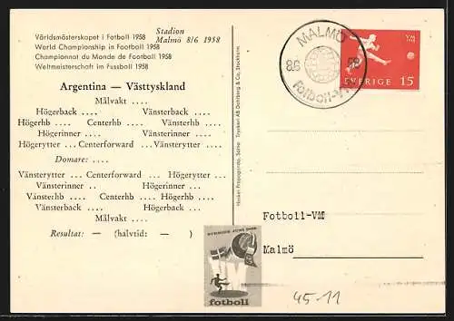 AK Malmö, Fussball-Weltmeisterschaft 1958, Argentinien-Westdeutschland