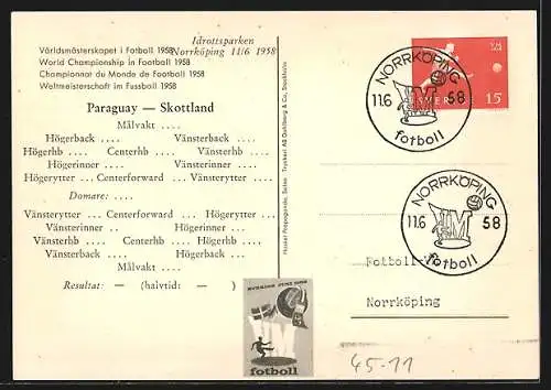 AK Norrköping, Fussball-Weltmeisterschaft 1958, Paraguay-Schottland