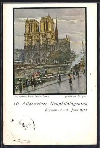 AK Bremen, 16. Allgemeiner Neuphilologentag 1914, Notre-Dame in Paris