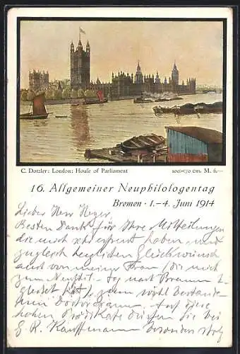 AK Bremen, 16. Allgemeiner Neuphilologentag 1914, House of Parliament in London