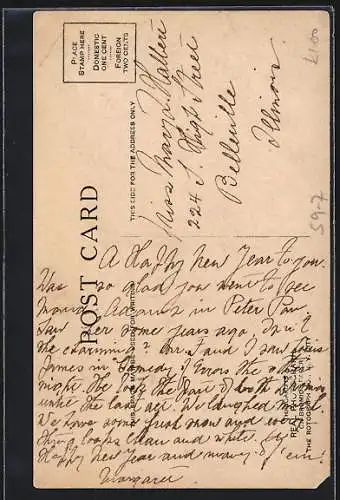 AK Hübsche junge Frau mit Blumenstrauss und Kalender 1908