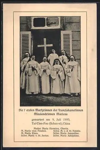 AK Die 7 ersten Martyrinnen der Franziskanerinnen Missionärinnen Mariens 1900