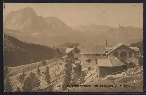 AK Regensburgerhütte mit Langkofel u. Molignon