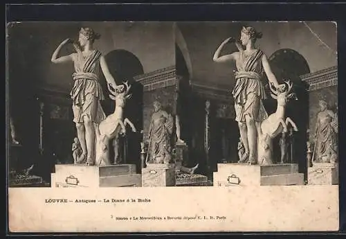 Stereo-AK Paris, Louvre, La Diane à la Buche