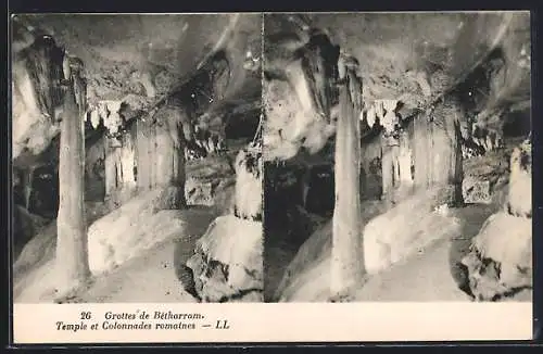 Stereo-AK Bétharram, Les Grottes, Temple et Colonnades romaines