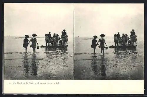 Stereo-AK Au Bord de la Mer, A marée basse