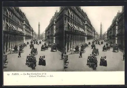 Stereo-AK Paris, la Rue Castiglione et la Colonne Vendôme