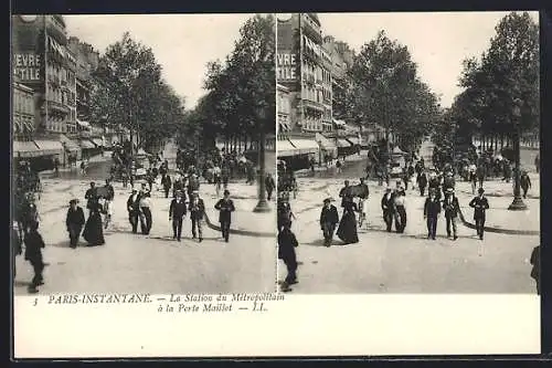 Stereo-AK Paris, la Sortie du Métropolitain à la Porte Maillot