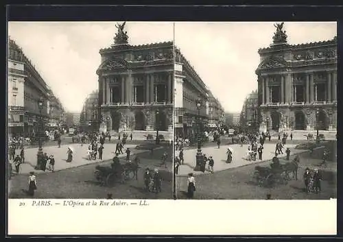 Stereo-AK Paris, L`Opera et la Rue Auber