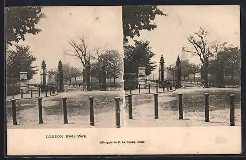 Stereo-AK London, Hyde Park, Blick zum Eingang