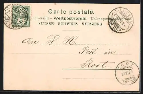 Stereo-AK Luzern, Kappelbrücke mit Boot