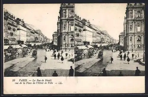 Stereo-AK Paris, La Rue de Rivoli vue de al Place de l`Hôtel de Ville, Strassenpartie