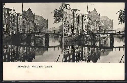 Stereo-AK Amsterdam, Grande Eglise et Canal