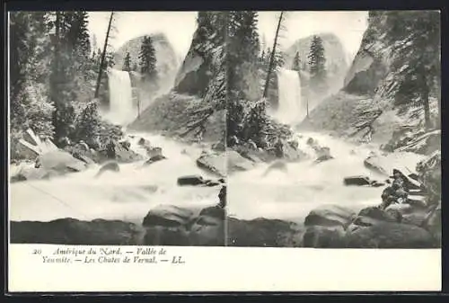 Stereo-AK Les Chutes de Vernal, Vallée de Yosemite, Wasserfall