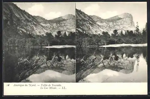 Stereo-AK Yosemite, La Vallée et Lac Miroir