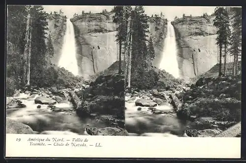 Stereo-AK Chute de Nevada, Vallée de Yosemite, Wasserfall