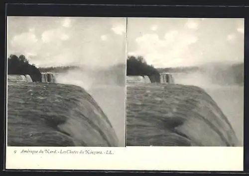 Stereo-AK Les Chutes du Niagara, Panorama mit Wasserfällen