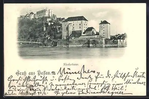 AK Passau, Niederhaus, Panorama vom Wasser