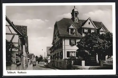 AK Fellbach, Rathaus mit Strasse