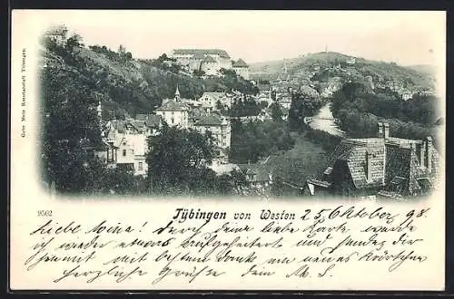 AK Tübingen, Stadtansicht von Westen