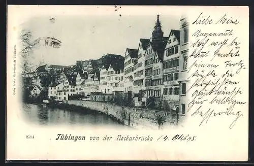 AK Tübingen, Panorama von der Neckarbrücke