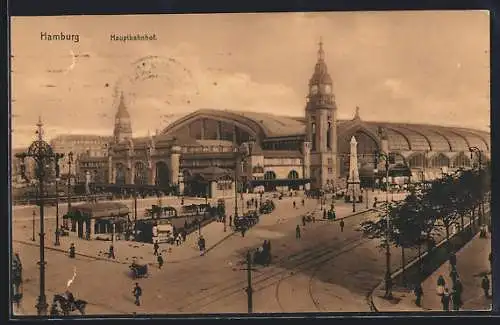 AK Hamburg-St.Georg, Hauptbahnhof mit Umgebung aus der Vogelschau