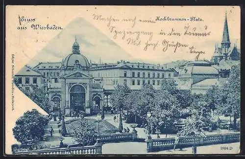 AK Wiesbaden, Hochbrunnen-Platz, Panorama