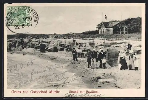 AK Müritz /Ostsee, Strand mit Pavillon