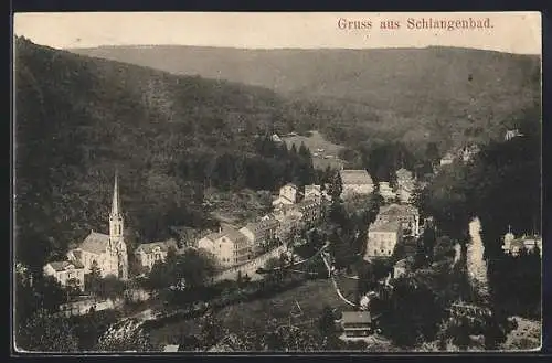 AK Schlangenbad, Strassenpartie mit Kirche