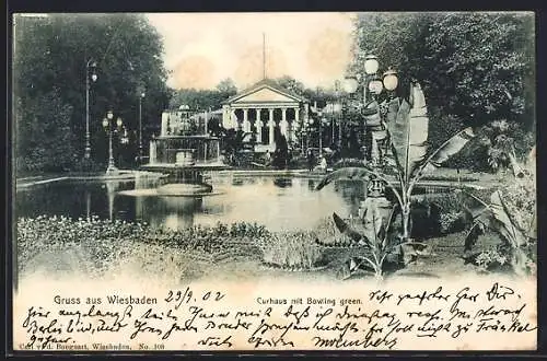 AK Wiesbaden, Kurhaus mit Bowling green