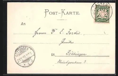 AK München, Ludwigskirche mit Strassenpartie