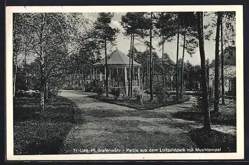 AK Grafenwöhr, Truppenübungsplatz, Partie aus dem Luitpoldpark mit Musiktempel