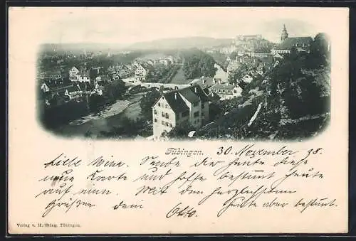 AK Tübingen, Teilansicht mit Brücke