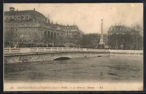 AK Paris, inondations de Paris, janvier 1910, le pont au Change, Hochwasser