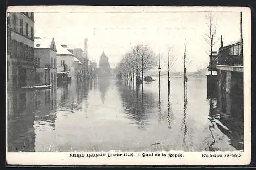 AK Paris, Inondations 1910, Quai de la Rapée, Ortspartie bei Hochwasser