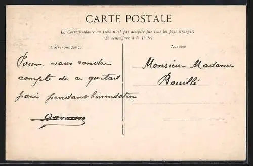 AK Paris, Crue de la Seine 1910, Rue Surcouf et Quai d`Orsay, Strassenpartie bei Hochwasser