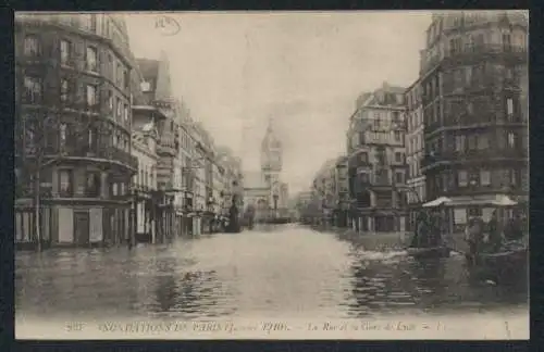 AK Paris, Inondations 1910, La Rue et la Gare de Lyon, Bahnhof mit Strassenpartie bei Hochwasser