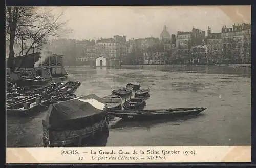 AK Paris, La Grande Crue de la Seine 1910, Le port des Célestins, Hochwasser