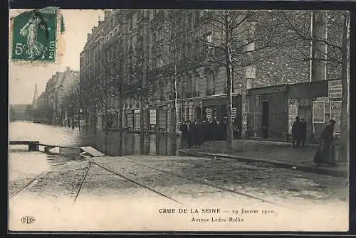 AK Paris, avenue Ledru-Rollin, crue de la Seine 1910, Hochwasser