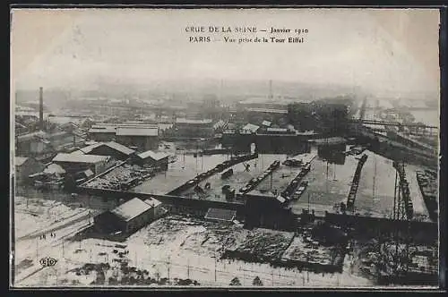 AK Paris, Crue de la Seine 1910, Vue prise de la Tour Eiffel, Hochwasser