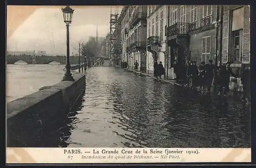 AK Paris, La Grande Crue de al Seine 1910, Inondation du quai de Béthune, Hochwasser