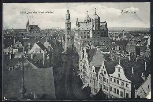 AK Augsburg, Blick von der Moritzkirche mit Strassenpartie