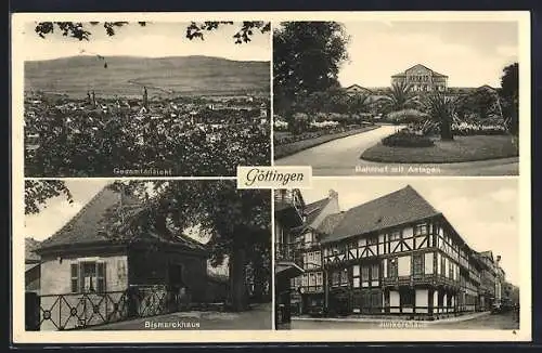 AK Göttingen, Gesamtansicht mit Bahnhof